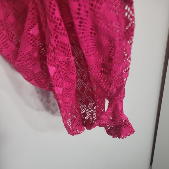 MyStyle Pink Romper Mesh Sleeveless Shorts Swim Suit Coverup Lightweight Small - Picture 5 of 10